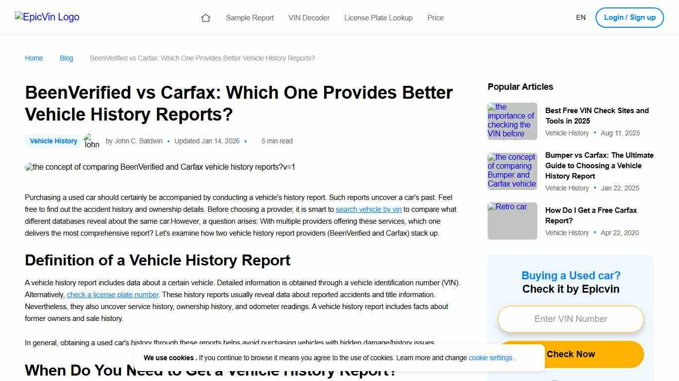 Carfax vs BeenVerified Full Comparison to Check a Car History